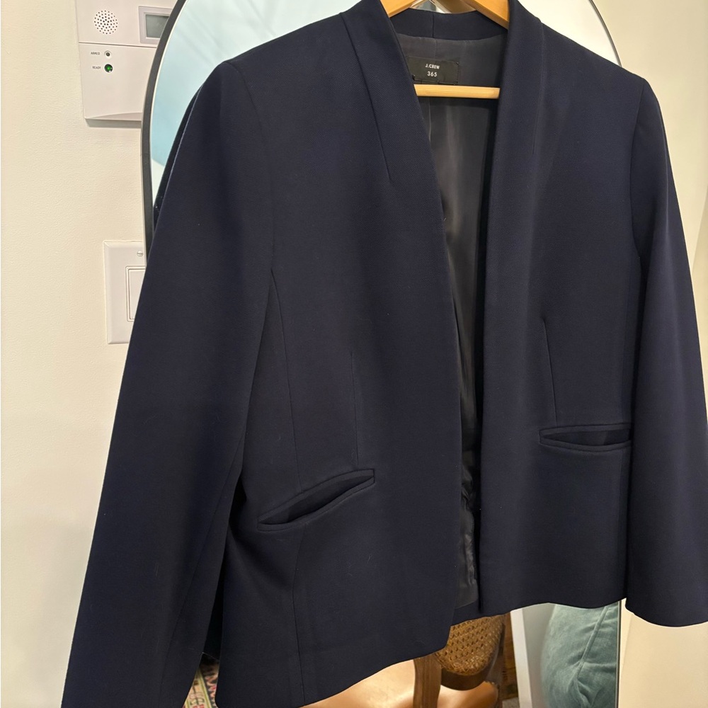 J. Crew Navy Open Collar Blazer